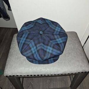 Men's Blue Plaid Newsboy Cap